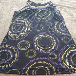 Liz Claiborne Black Label Top with Purple and Yellow Dot Print